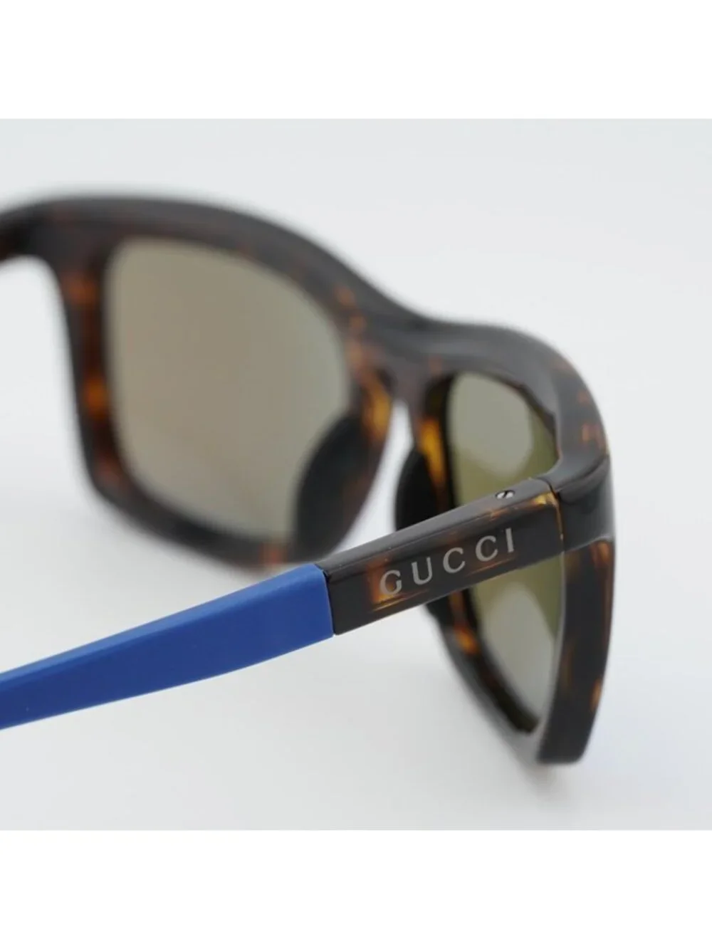 Gucci GG1735S 003 Sunglasses Havana Rectangle Frame, Blue Lenses